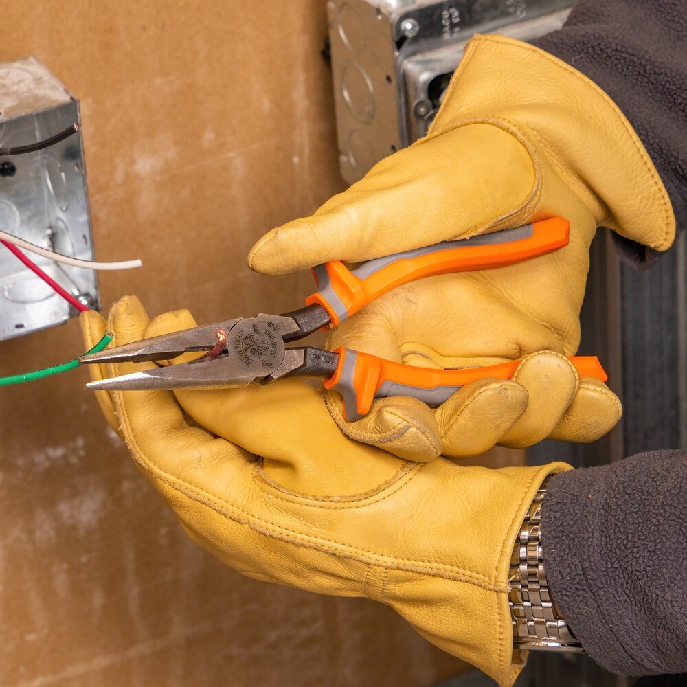 Klein 2038RINS Pliers, Long Nose Side-Cutters, Insulated, 8" - 7