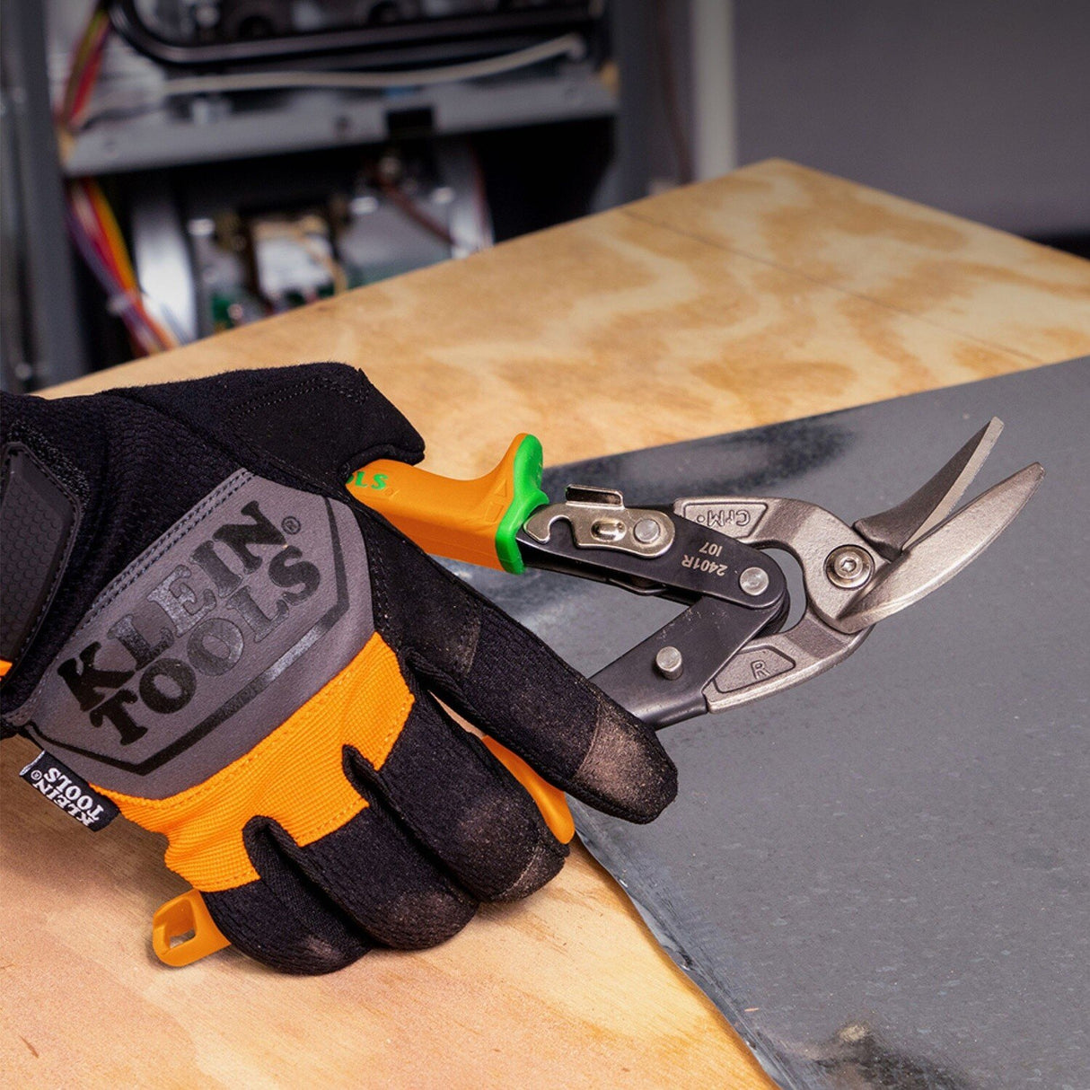 Klein 2403RL 12.5" Offset Aviation Snips with Left and Right Cutting Patterns (2 Pack) - 10