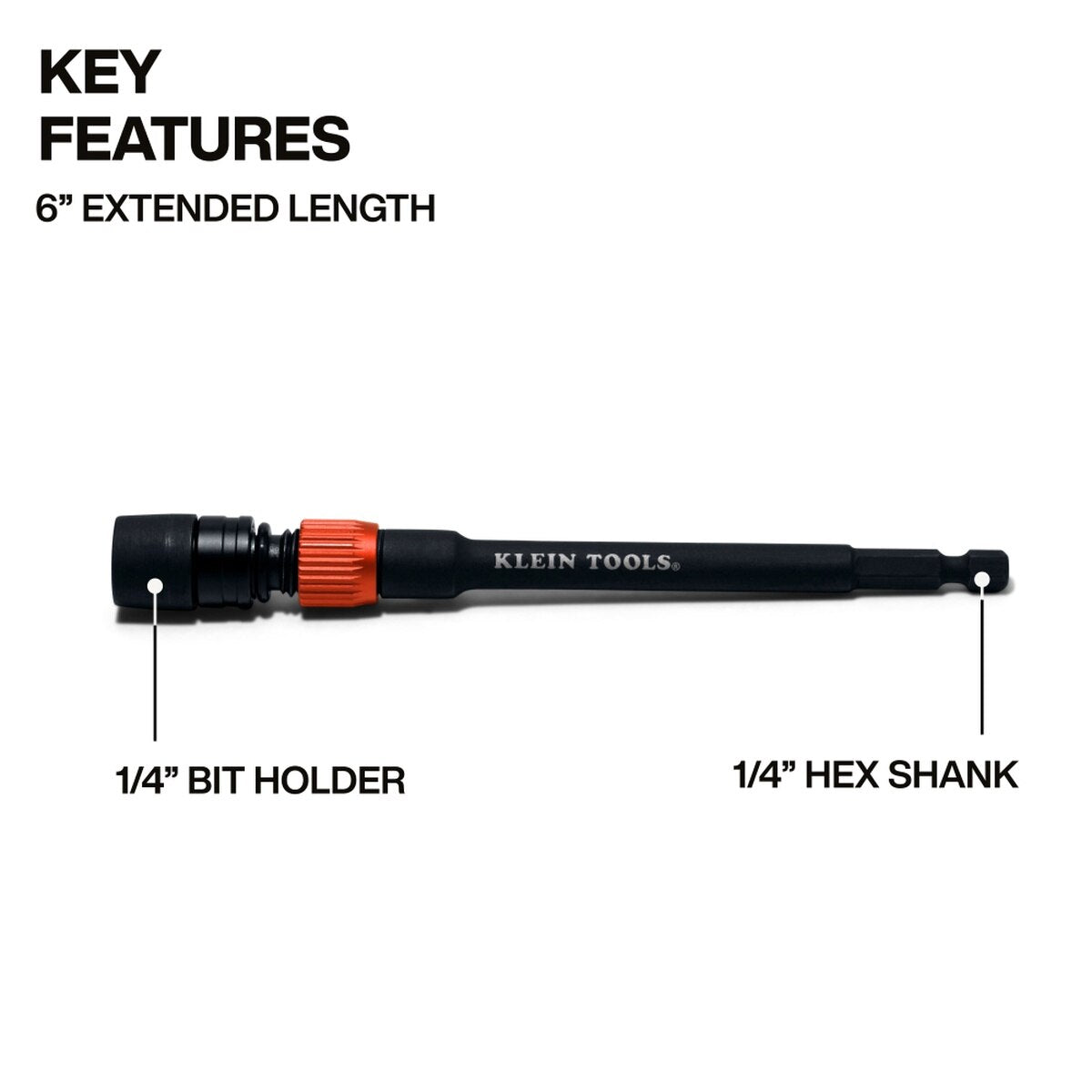 Klein Tools 31088 6-Inch Dual-Lock Impact Extension for Impact Drivers, 1/4 in. Hex - 2