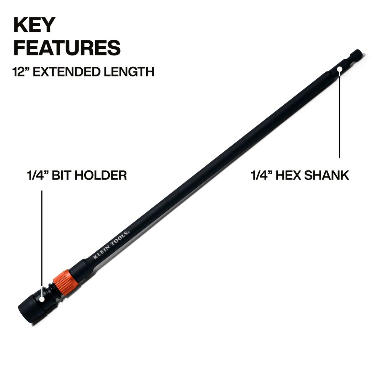 Klein Tools 31089 12-Inch Dual-Lock Impact Hex Bit Extension for Impact Drivers - 2