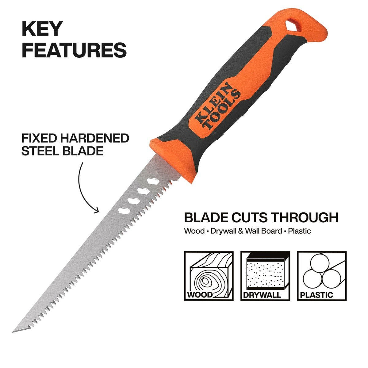 Klein Tools 31711 Fixed Blade Rasping Jab Saw with Protective Sheath - 2