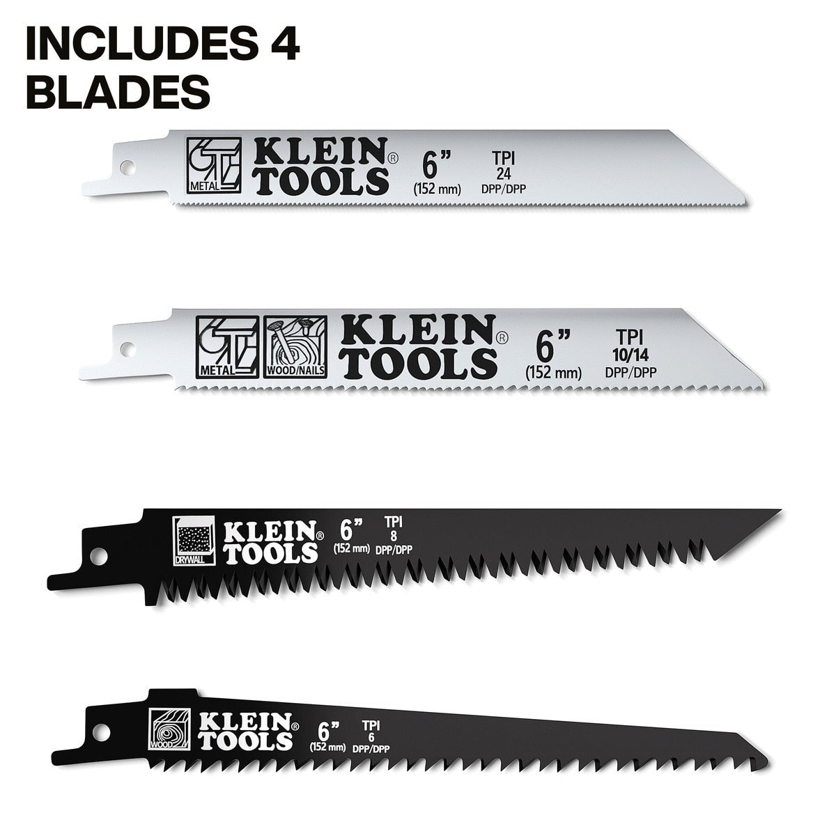 Klein Tools 31757 Folding Multi-Purpose Jab Saw 11.9" Overall Length with 6" Blades (4 Blades) - 4