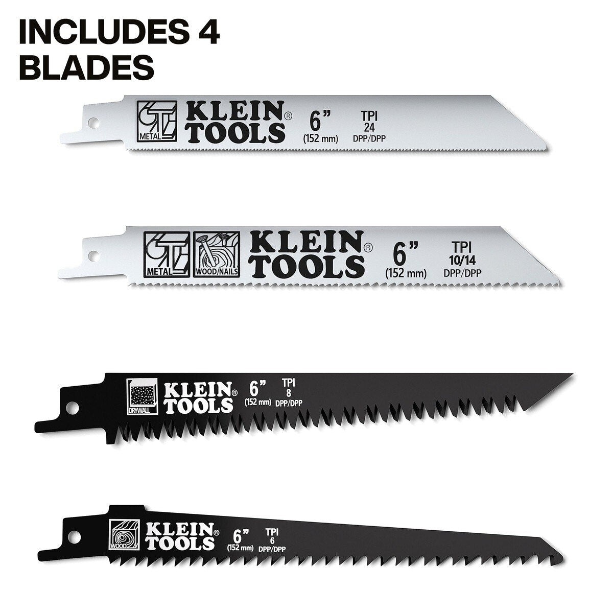 Klein Tools 31757 Folding Multi-Purpose Jab Saw 11.9" Overall Length with 6" Blades (4 Blades) - 4