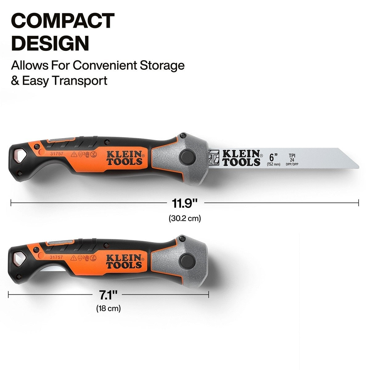 Klein Tools 31757 Folding Multi-Purpose Jab Saw 11.9" Overall Length with 6" Blades (4 Blades) - 5