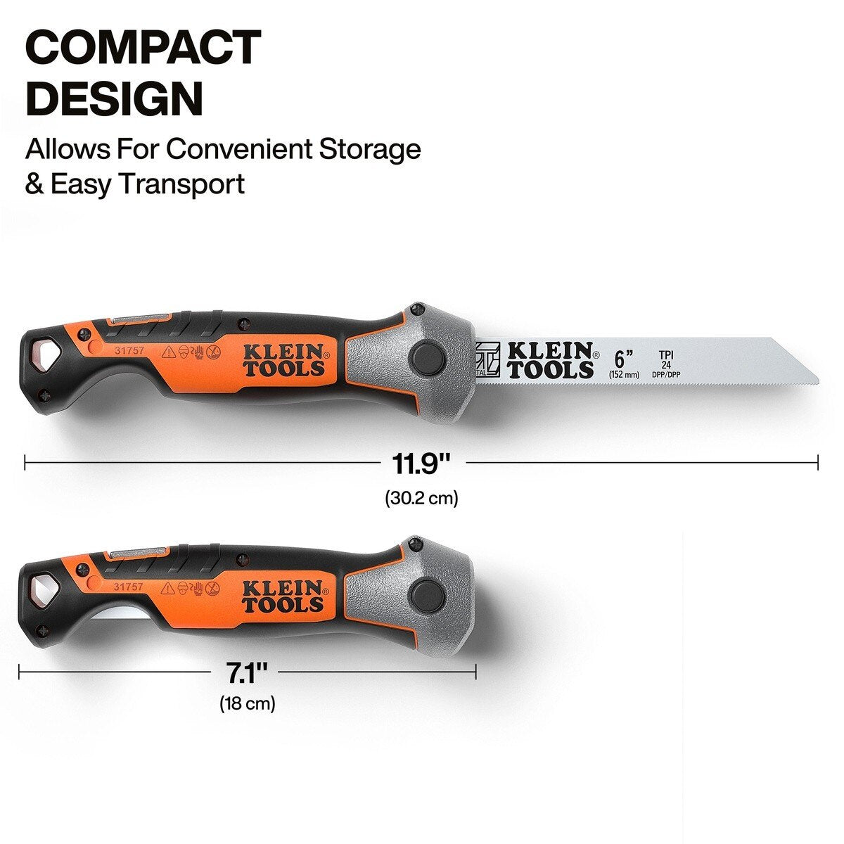 Klein Tools 31757 Folding Multi-Purpose Jab Saw 11.9" Overall Length with 6" Blades (4 Blades) - 5