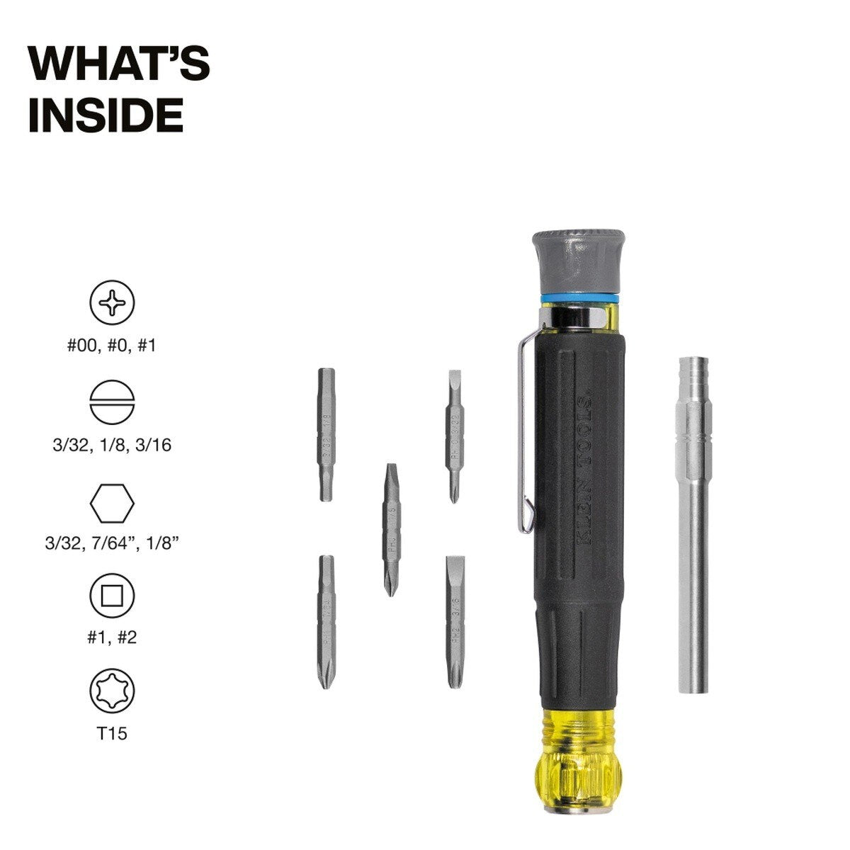 Klein Tools 32611P 13-in-1 Multi-Bit Pocket Precision Screwdriver with Spin Cap and Cushion-Grip Handle (1 Piece) - 2