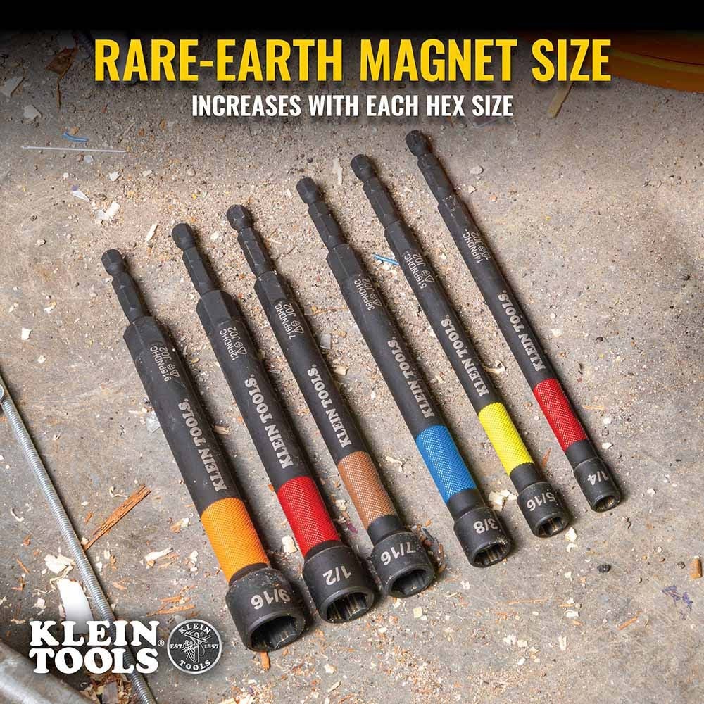 Klein 32930 Magnetic Color-Coded Power Nut Setters, 6-Piece Set - 4