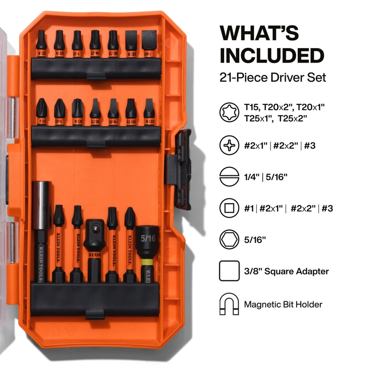 Klein Tools 33801B Impact Driver Bit Set with MODbox Compatible Case and Magnetic Bit Holder (21 Piece) - 2