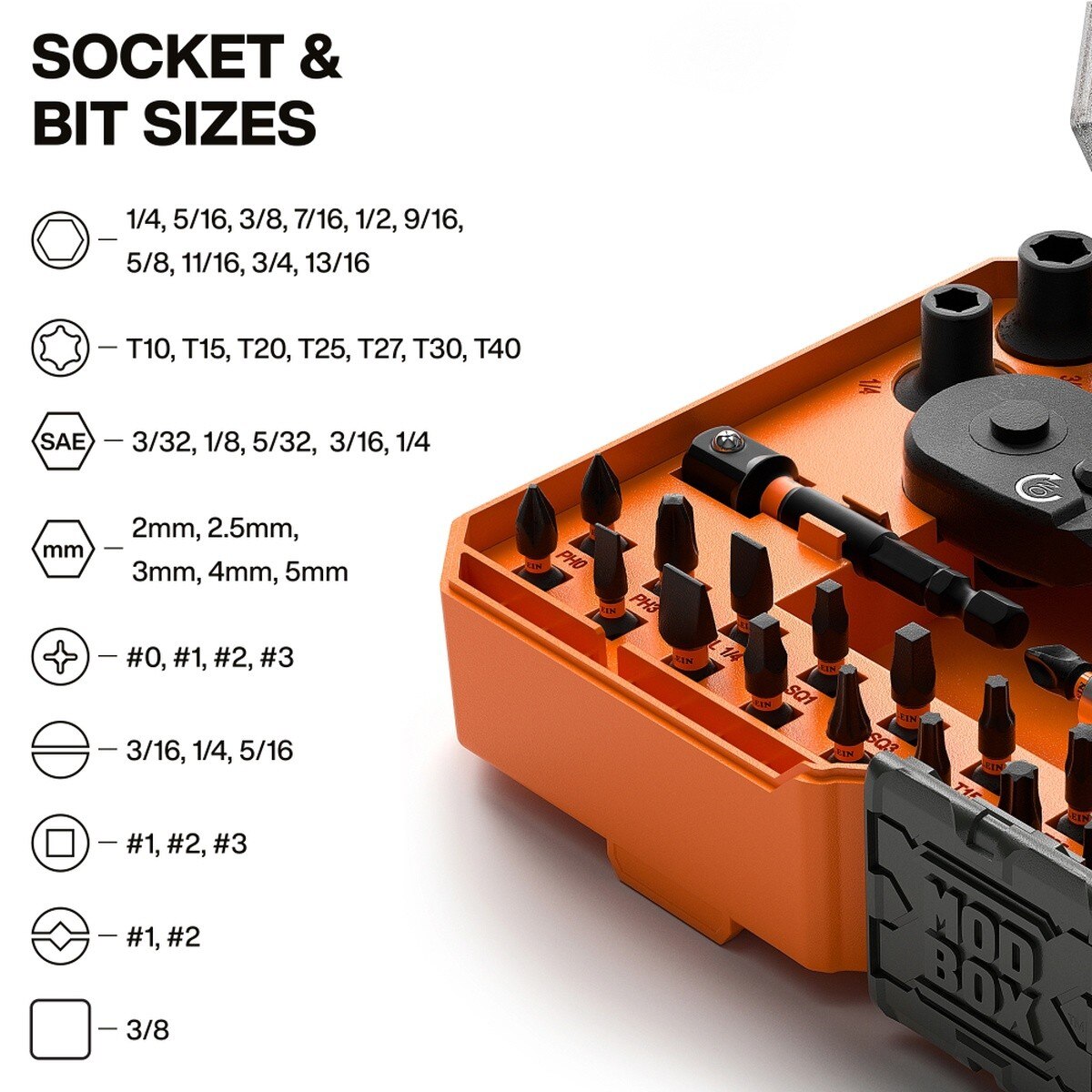 Klein Tools 33806 ProFlex Impact Driver Bit and Socket Set, SAE (43-Piece) - 3