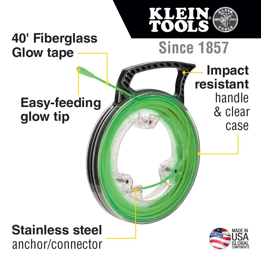Klein 50660 40' Glow in the Dark Fish Tape - 2