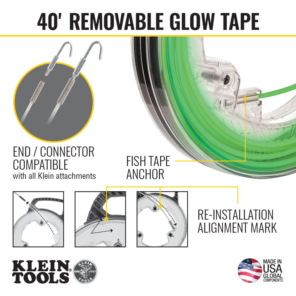 Klein 50660 40' Glow in the Dark Fish Tape - 3