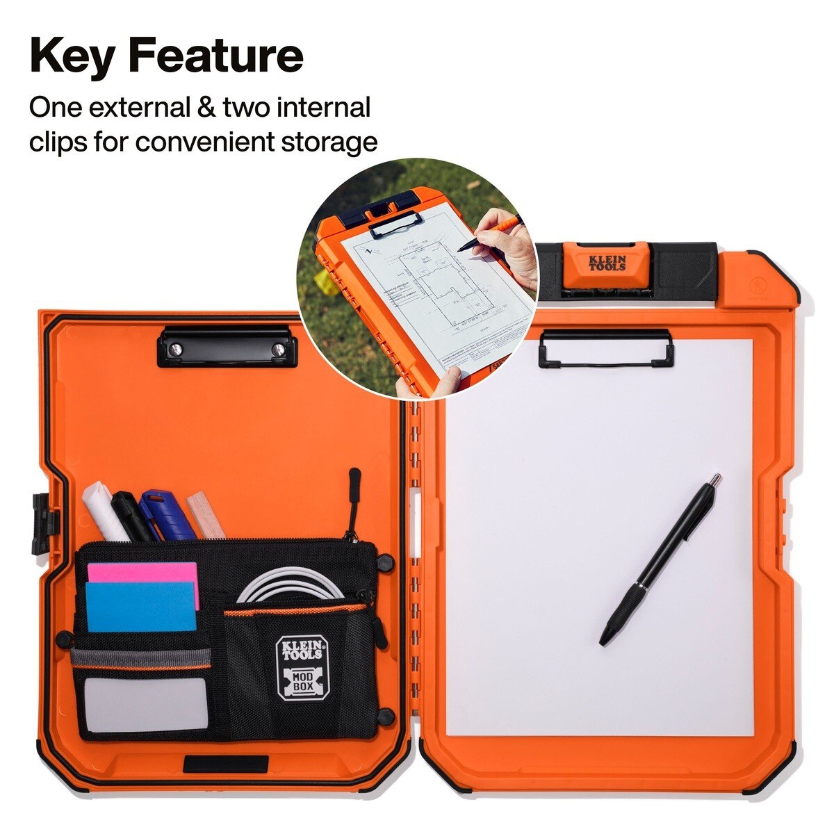 Klein Tools 54827MB MODbox Weather Resistant Clipboard with Storage Pouch 14.85" x 10.61" - 2