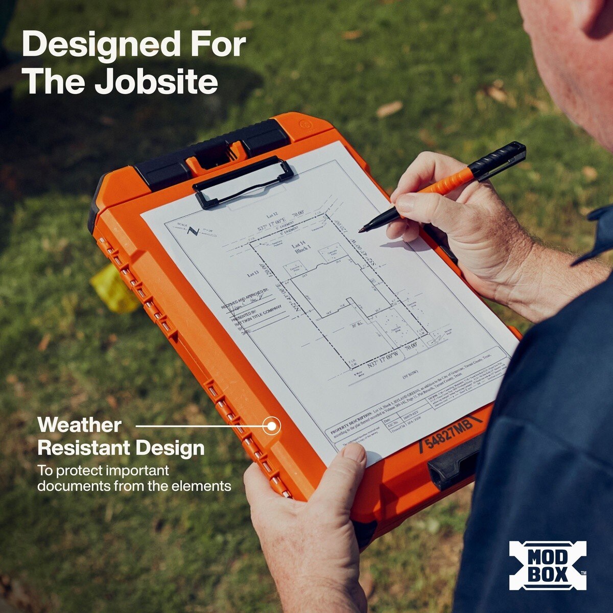 Klein Tools 54827MB MODbox Weather Resistant Clipboard with Storage Pouch 14.85" x 10.61" - 6