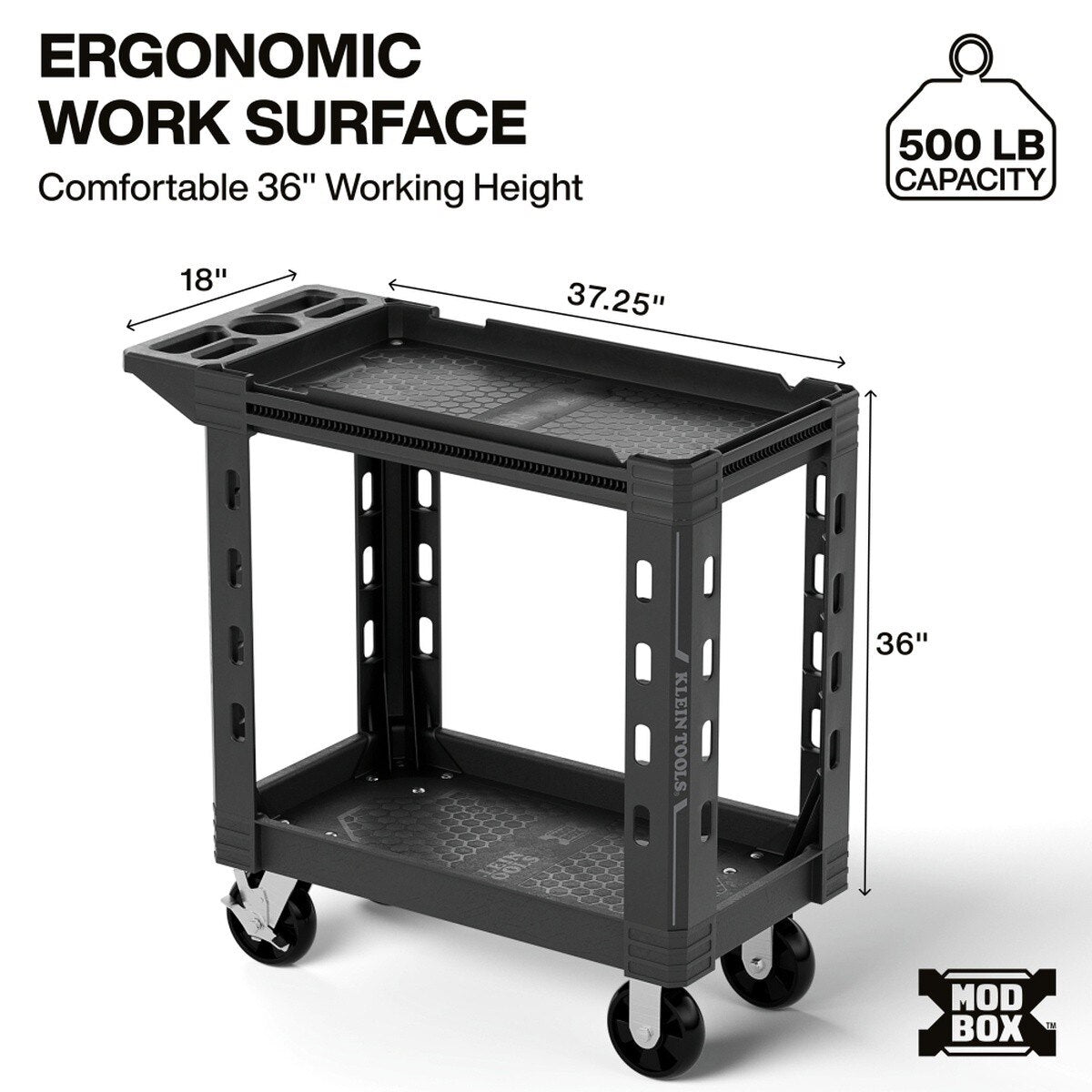 Klein Tools 54834MB MODbox Service Utility Cart 36 in Height 500 lb Capacity 6 in Wheels - 2