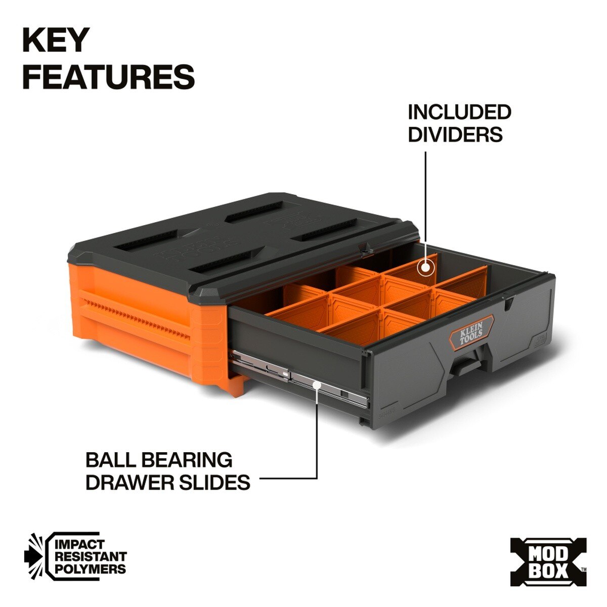 Klein Tools 54844MB MODbox Compact Single Drawer Full Width Tool Storage Drawer Box - 3