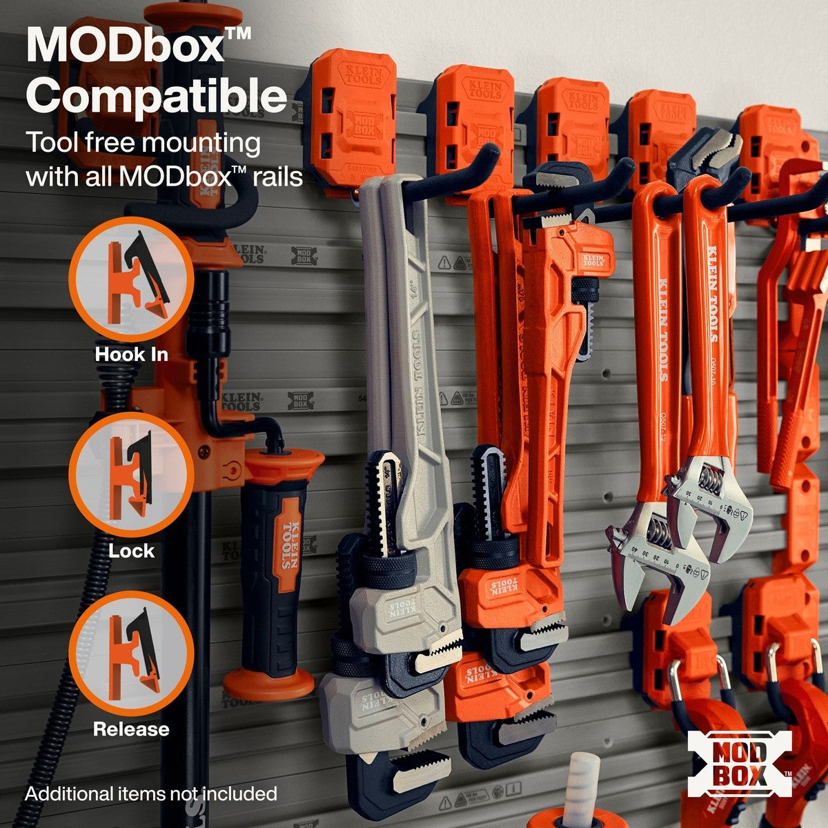 Klein Tools 54858MB MODbox Wall System Long Hook for Tool Storage (2 Pack) - 5
