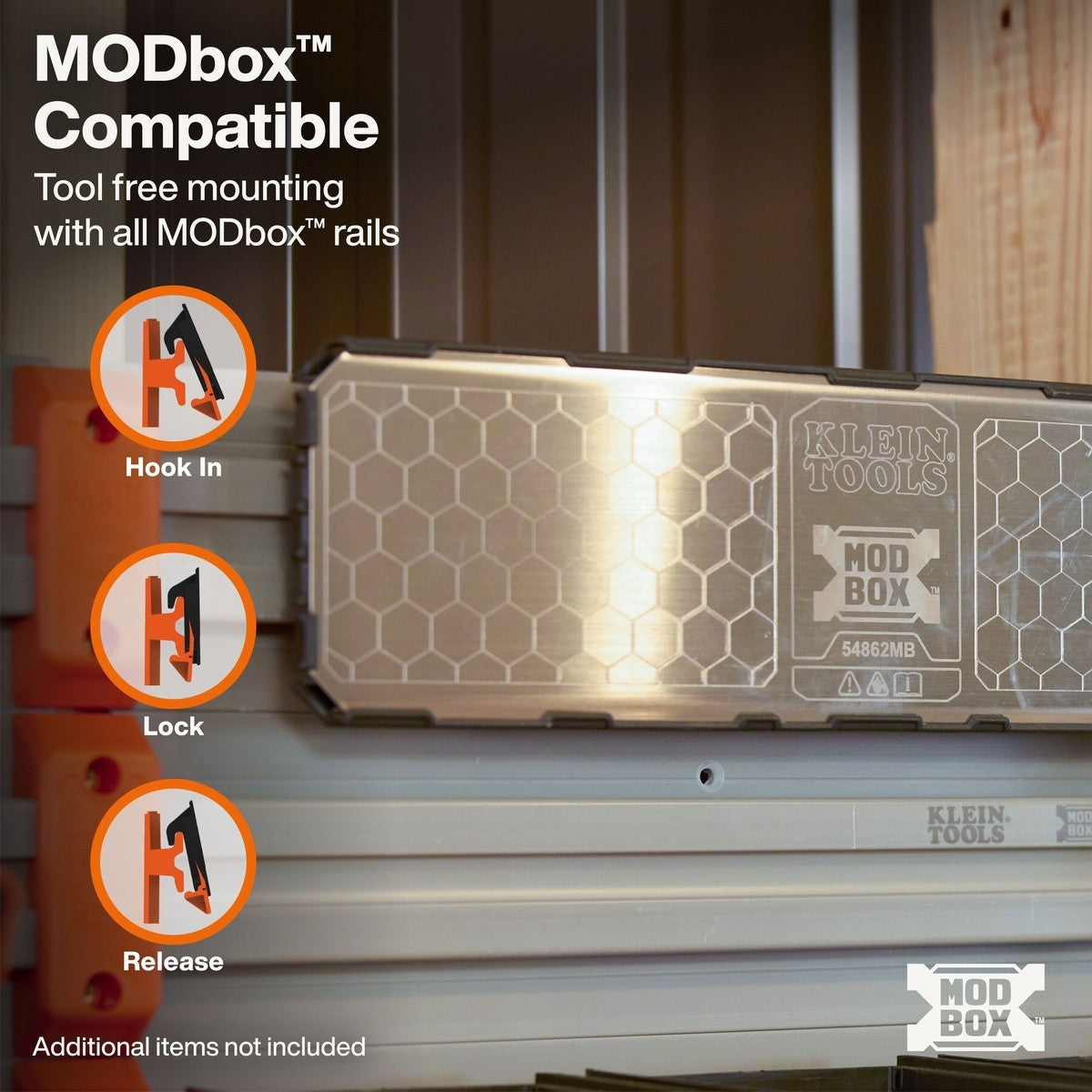 Klein Tools 54862MB MODbox Wall System Steel Mounting Plate 15.3" for Magnetic Accessory Storage - 4