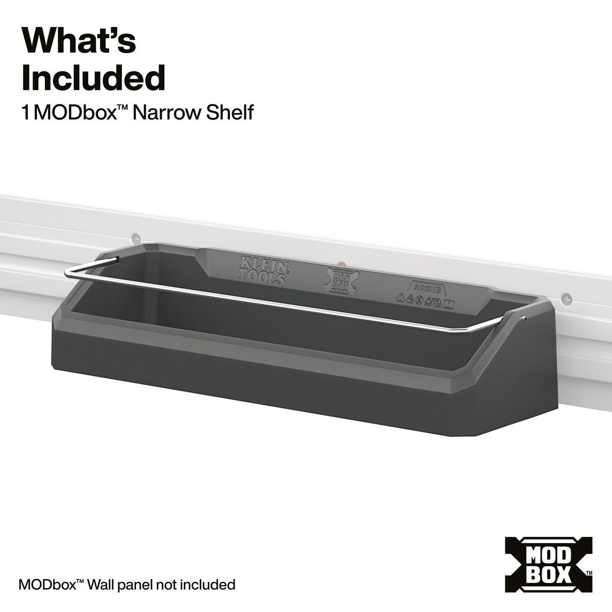 Klein Tools 54863MB MODbox Wall System Narrow Shelf 15.4" x 6.21" x 3.18" Gray - 2