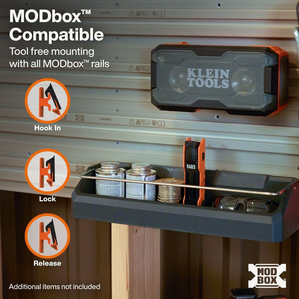Klein Tools 54863MB MODbox Wall System Narrow Shelf 15.4" x 6.21" x 3.18" Gray - 4