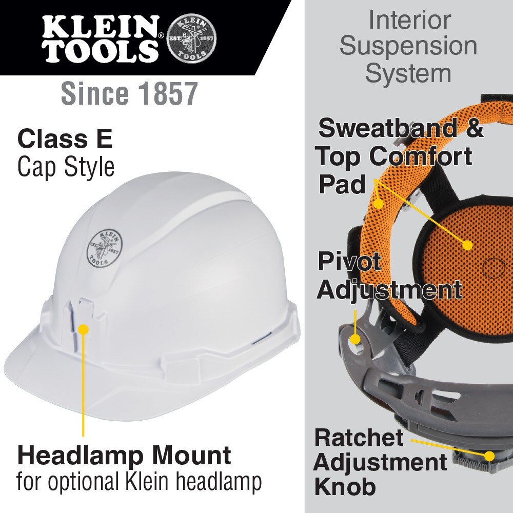 Klein 60100 Hard Hat, Non-vented, Cap Style - 5