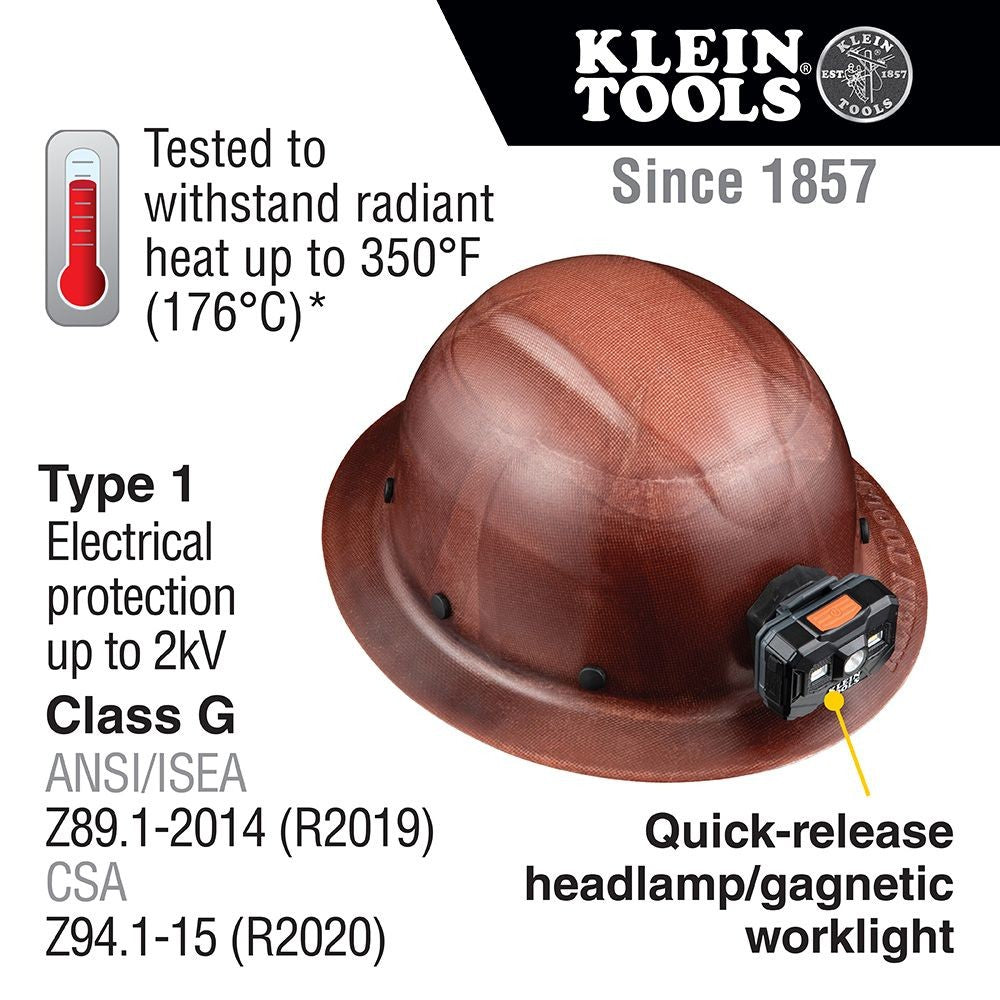 Klein 60447 Hard Hat, KONSTRUCT Series, Full-Brim, Class G, Rechargeable Headlamp - 2