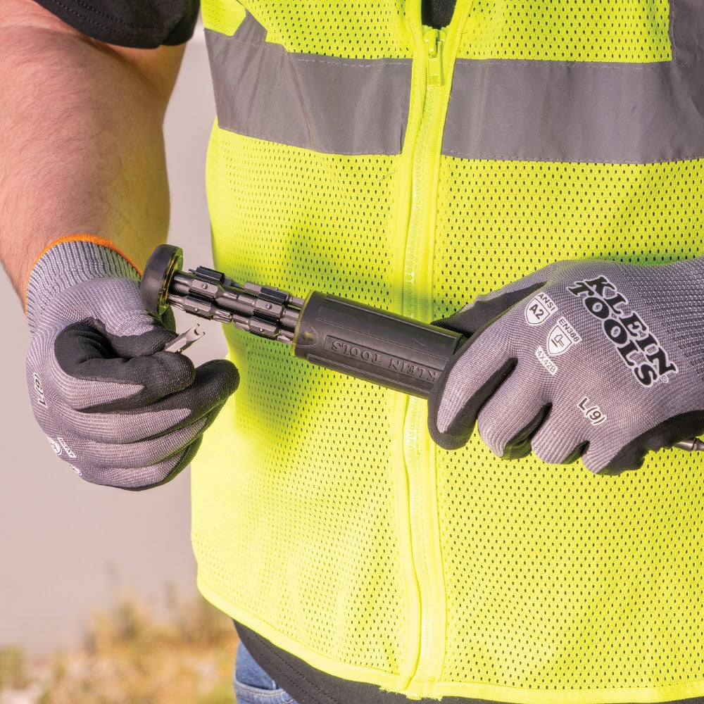 Klein 60585 Knit Dipped Gloves, Cut Level A2, Touchscreen, Large, 2-Pair - 7