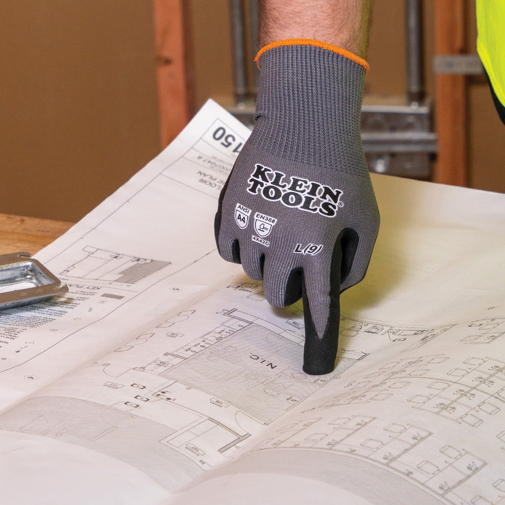 Klein 60587 Knit Dipped Gloves, Cut Level A4, Touchscreen, Small, 2-Pair - 9