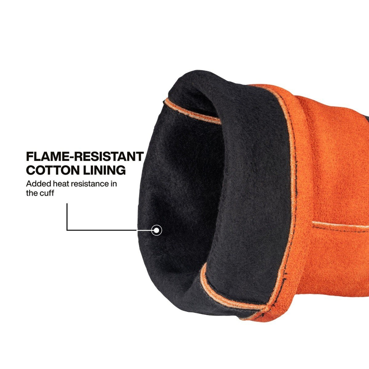 Klein Tools 60912 TIG Welding Gloves Large, 13 in. Length Cowhide Leather with Wide Cuff and Kevlar Aramid Stitching - 3