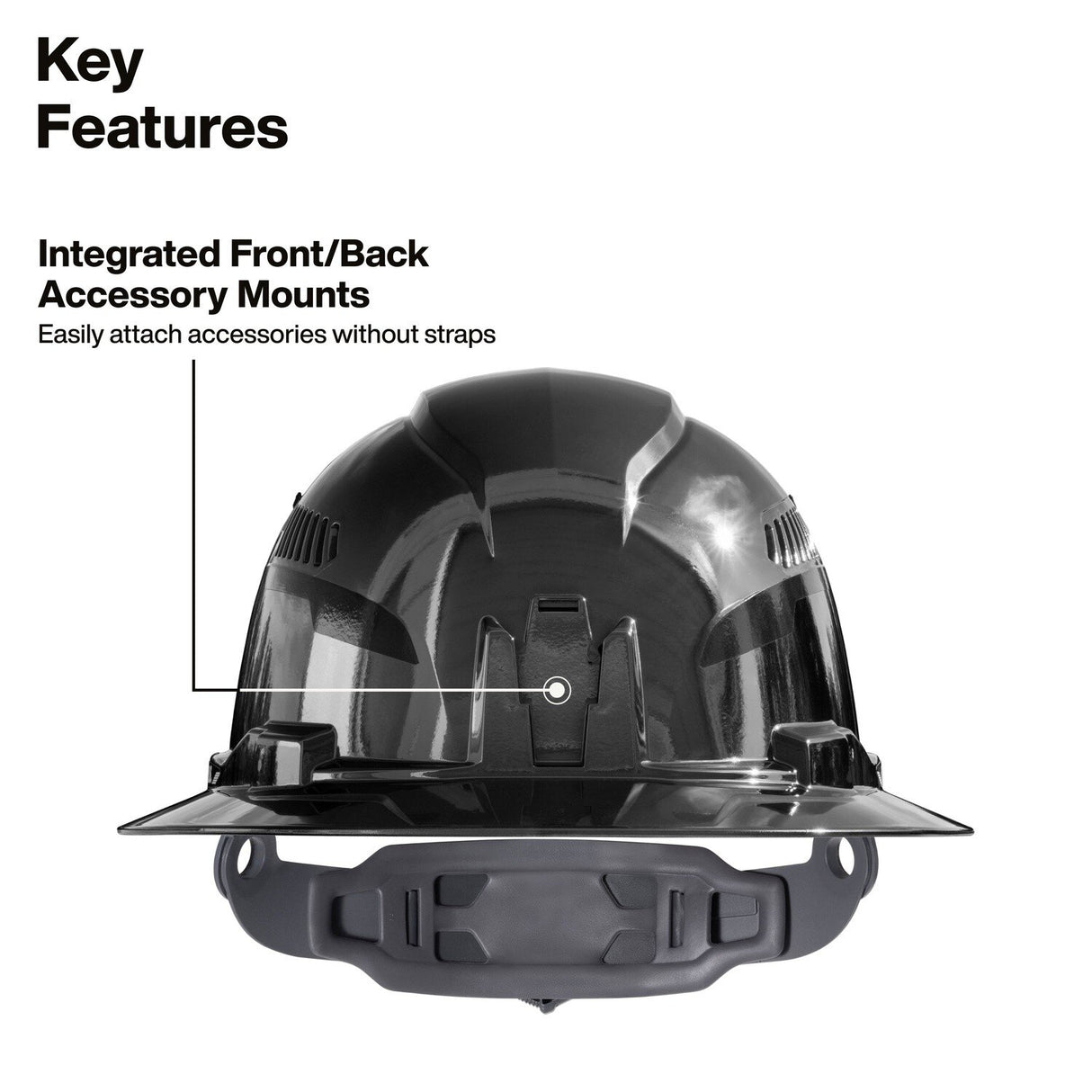 Klein 60996 REFLEKTOR Black Chrome Vented Full Brim Class C Hard Hat with Headlamp - 3