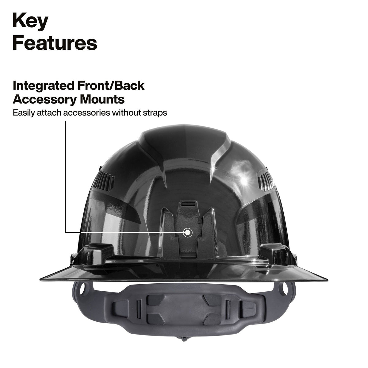 Klein 60996 REFLEKTOR Black Chrome Vented Full Brim Class C Hard Hat with Headlamp - 3