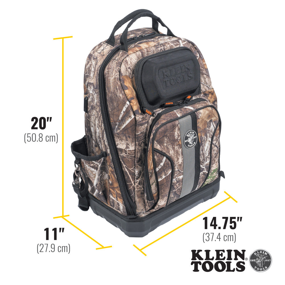 Klein 62800BPCAMO Tradesman Pro XL Tool Bag Backpack, 40 Pockets, Camo - 4
