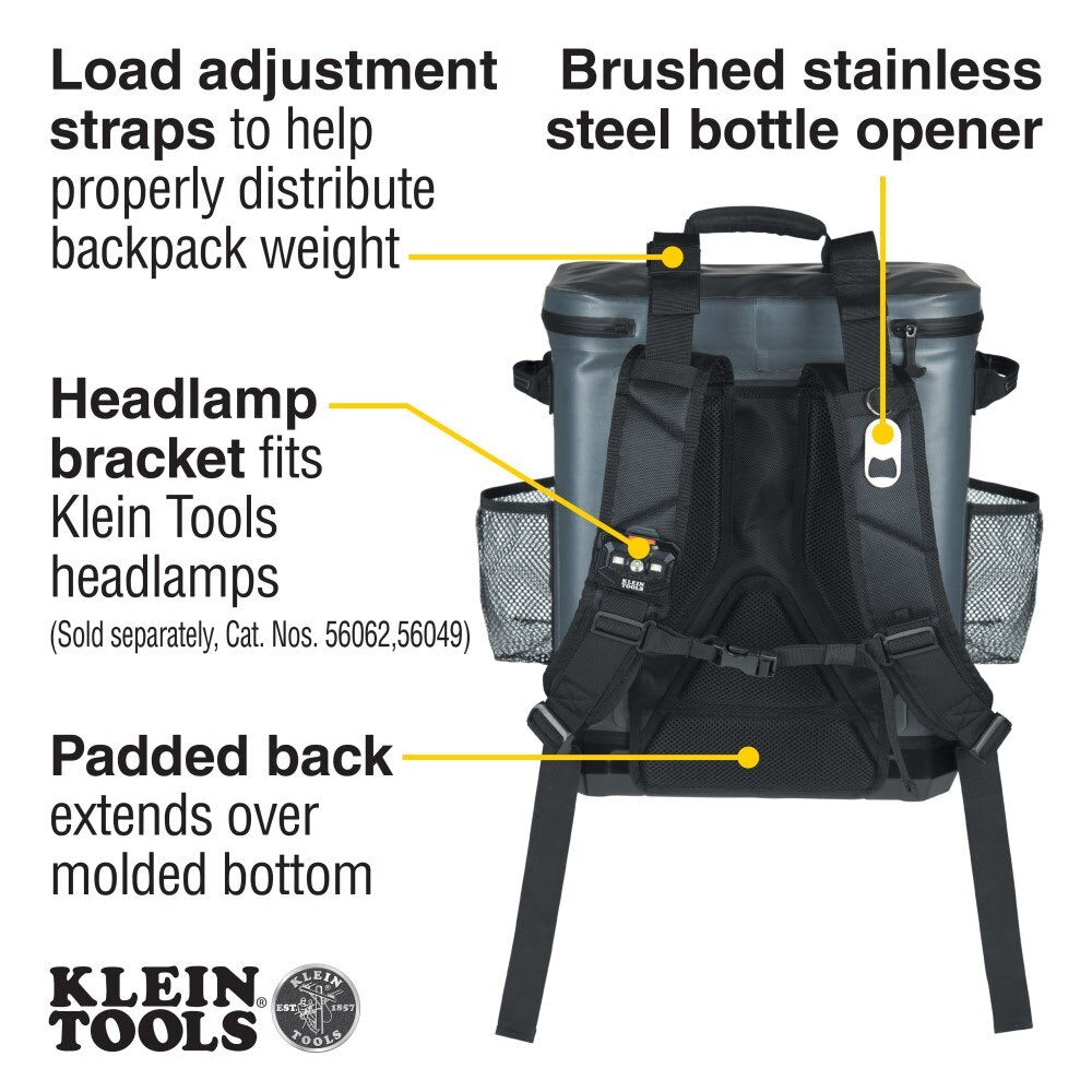 Klein 62810BPCLR Backpack Cooler, Insulated, 30 Can Capacity - 8