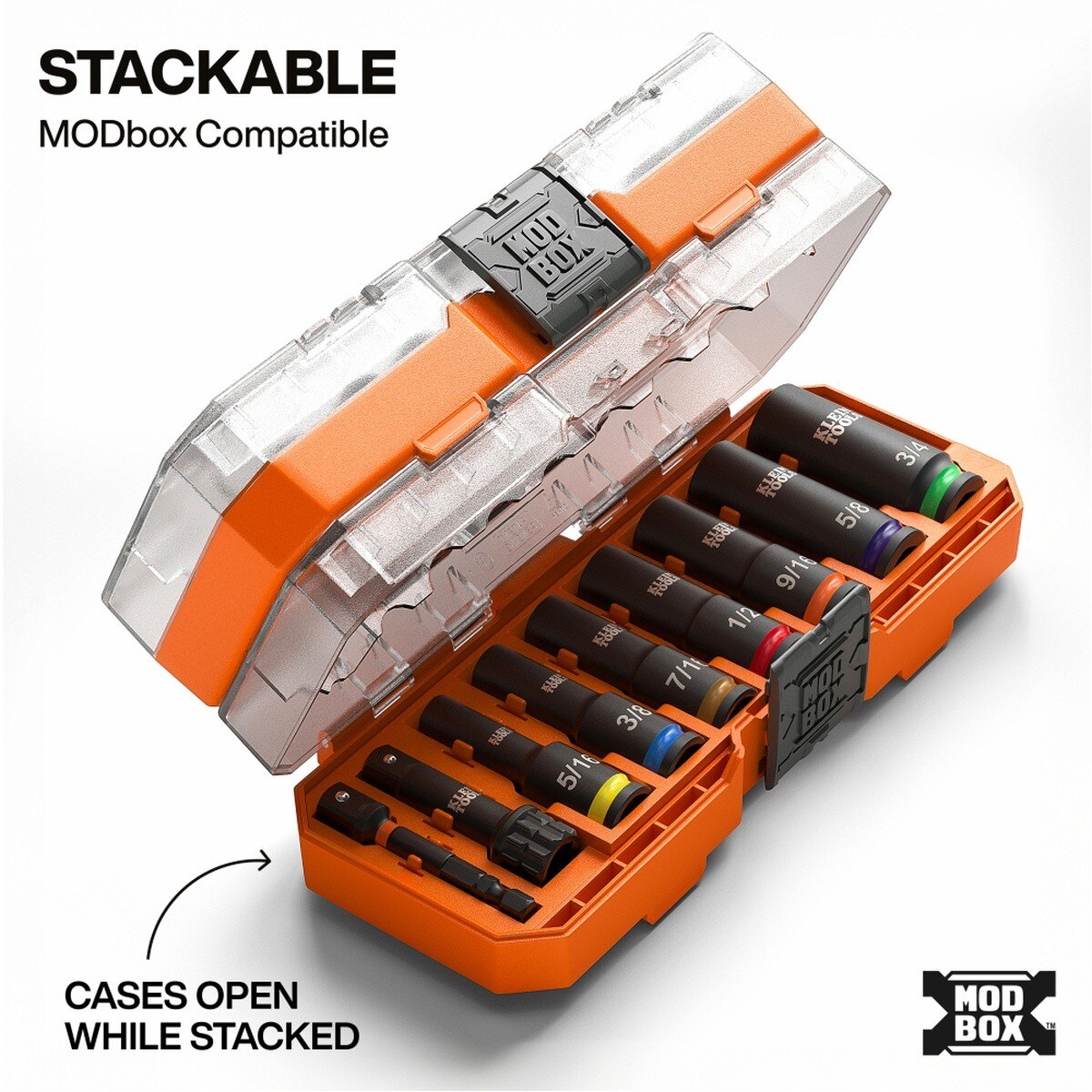 Klein Tools 65109IMPCT Deep-Well 3/8-Inch Drive SAE Impact Socket Set with Case (9 Piece) - 6