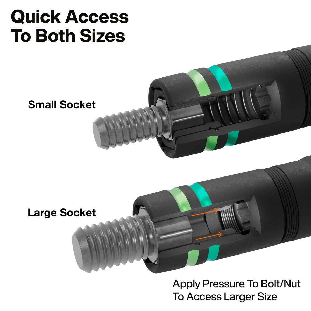 Klein Tools 6512MQS Quad-4 4-in-1 Metric Impact Flip Socket with 6-1/2" Shaft (2 Piece) - 3