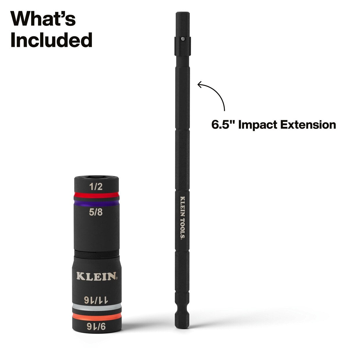 Klein Tools 6512QS Quad-4 SAE Impact Flip Socket with 6.5" Extension Shaft (2 Piece) - 3