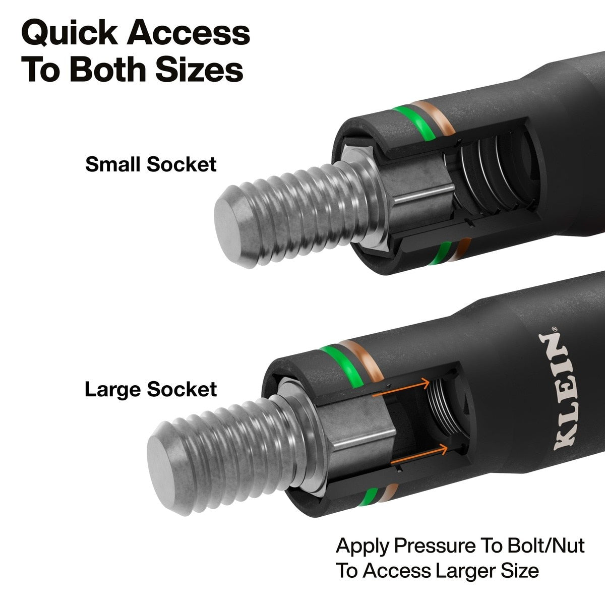 Klein Tools 6513QS KNECT Quad-4 4-in-1 Heavy-Duty Impact Flip Socket SAE 3/8" Drive (2 Piece) - 4