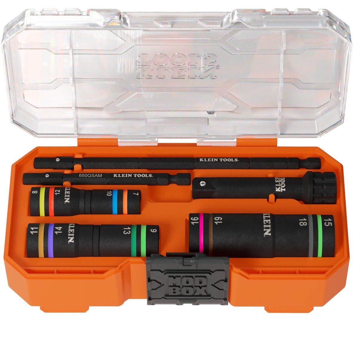 Klein Tools 653MQS KNECT Quad-12 Heavy-Duty Impact Flip Socket Set with MODbox Case (6 Piece Set)