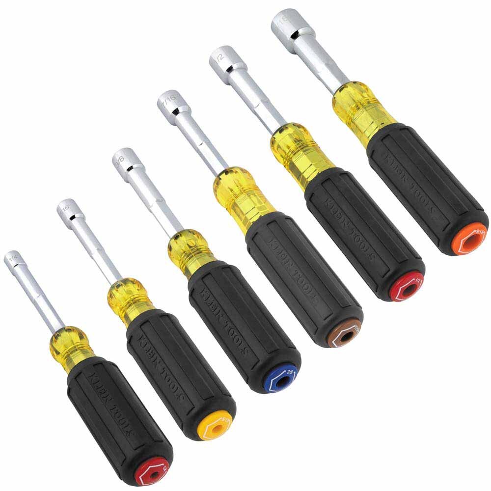 Klein 65456 Color-Coded Hollow-Shaft Heavy-Duty Nut Driver Set, 6-Piece