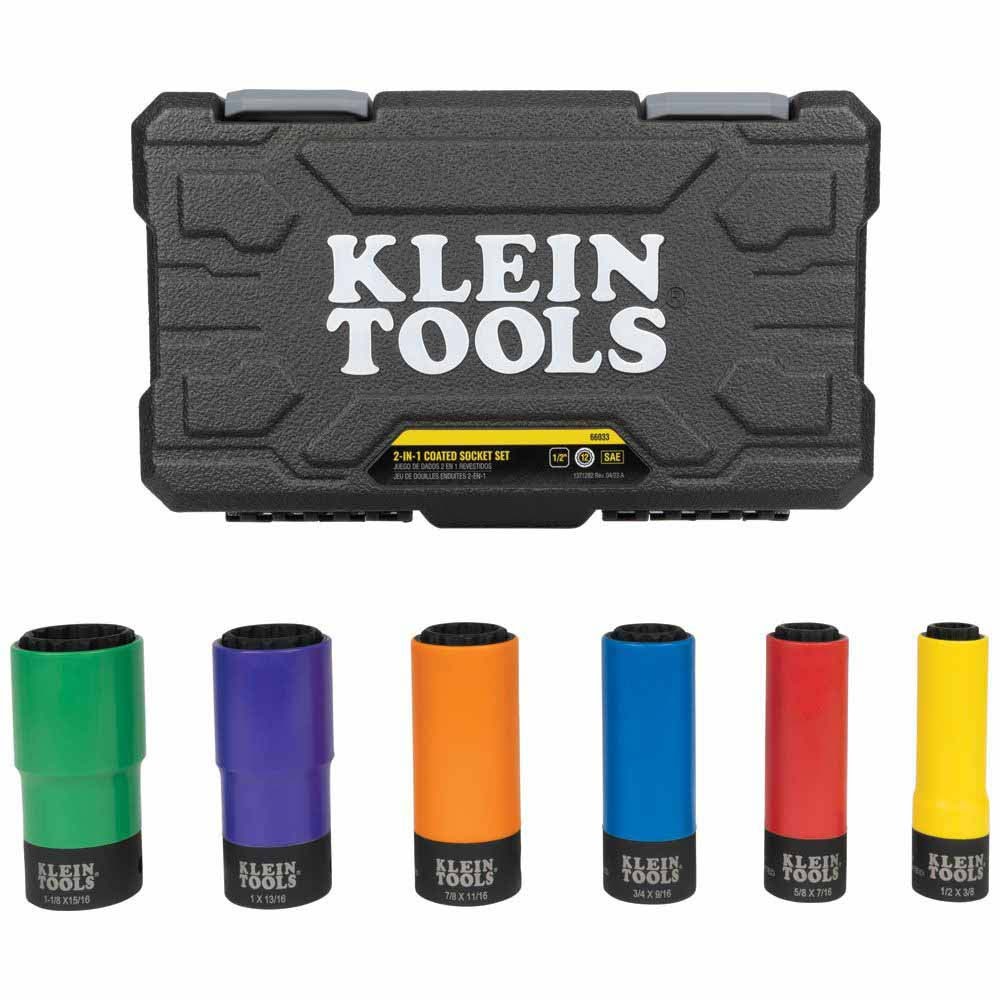 Klein 66033 Coated Socket Set, 12-Point, 6-Piece - 4