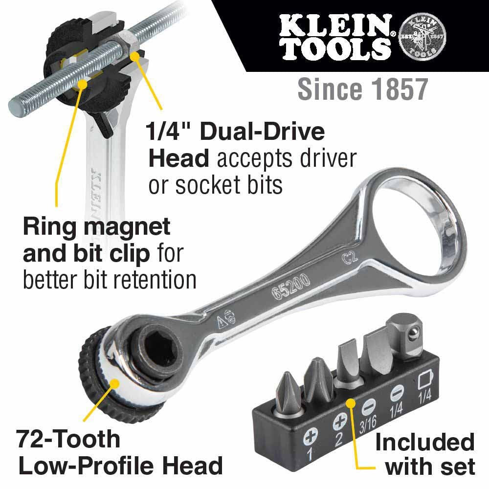 Klein Tools 85515HD Flip Socket, Mini Ratchet and Multi-Bit Driver Set, 3-Piece - 2