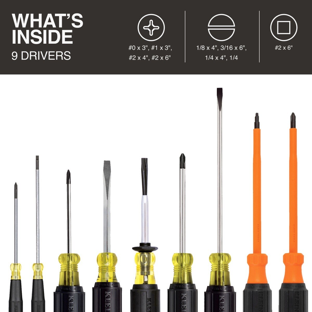 Klein Tools 85850 Electrician Screwdriver Set with Insulated and Precision Drivers (9 Piece) - 2