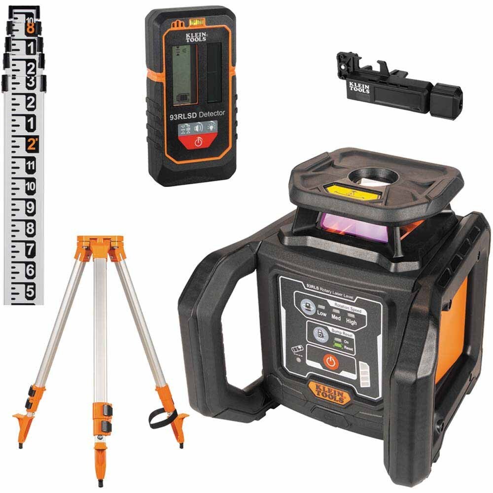 Klein 93RLS Green Rotary Laser Level, Self-Leveling with Plumb Spot and Tripod