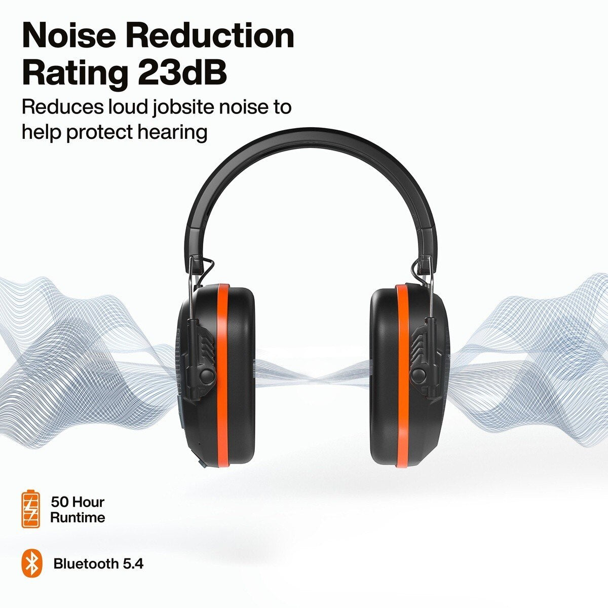Klein Tools AESEM2 Slim Bluetooth 5.4 Over-The-Head Earmuffs with 23 dB NRR and 50+ Hour Runtime - 2