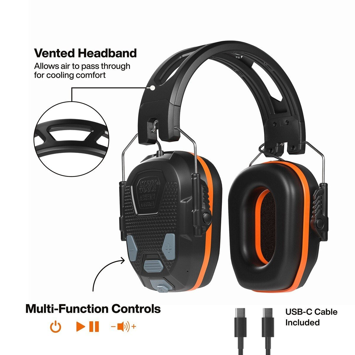 Klein Tools AESEM2 Slim Bluetooth 5.4 Over-The-Head Earmuffs with 23 dB NRR and 50+ Hour Runtime - 4