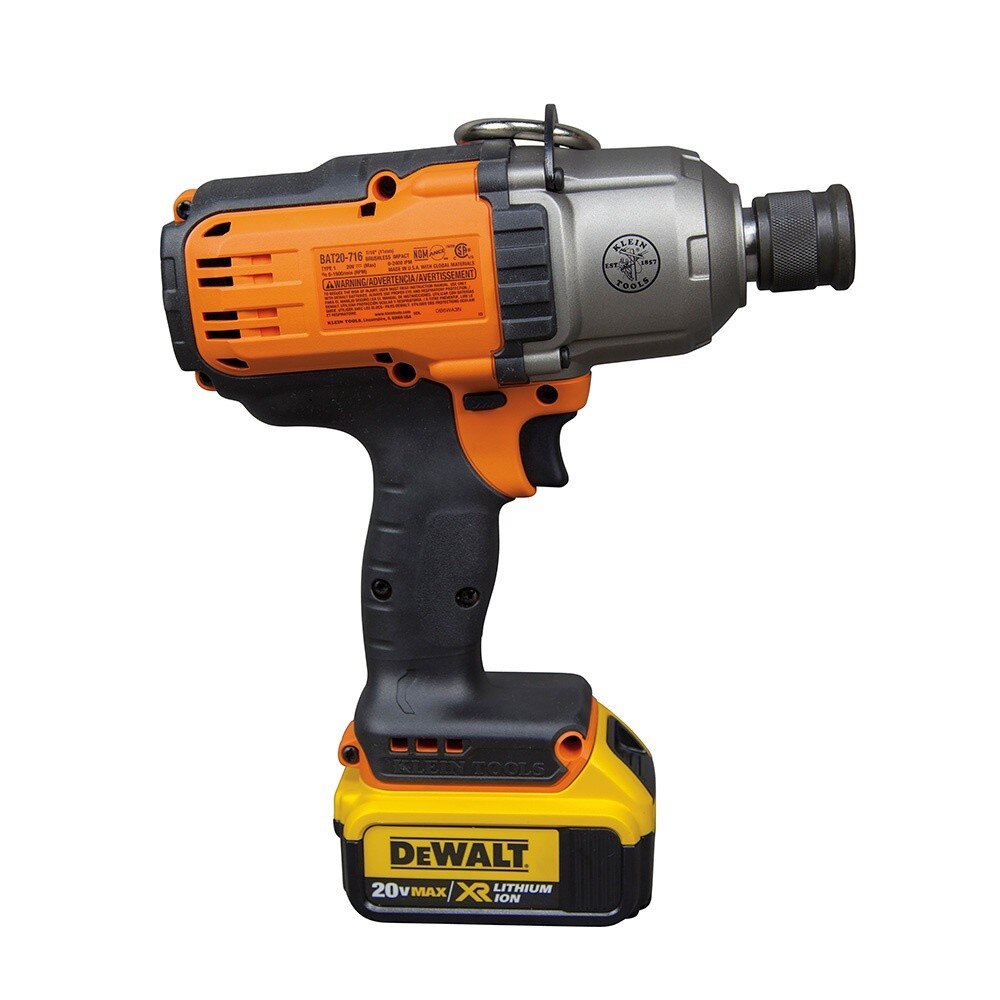 Klein BAT207161 20V 7/16" Cordless Impact Wrench Kit with Charger and Bag (2 Batteries) - 4