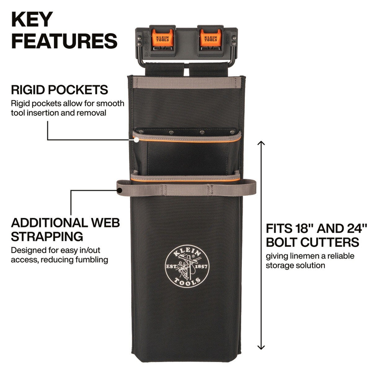 Klein Tools BC534C Nose Bag Rail System for 18 and 24 Inch Bolt Cutters, Bucket Work Center Compatible - 2