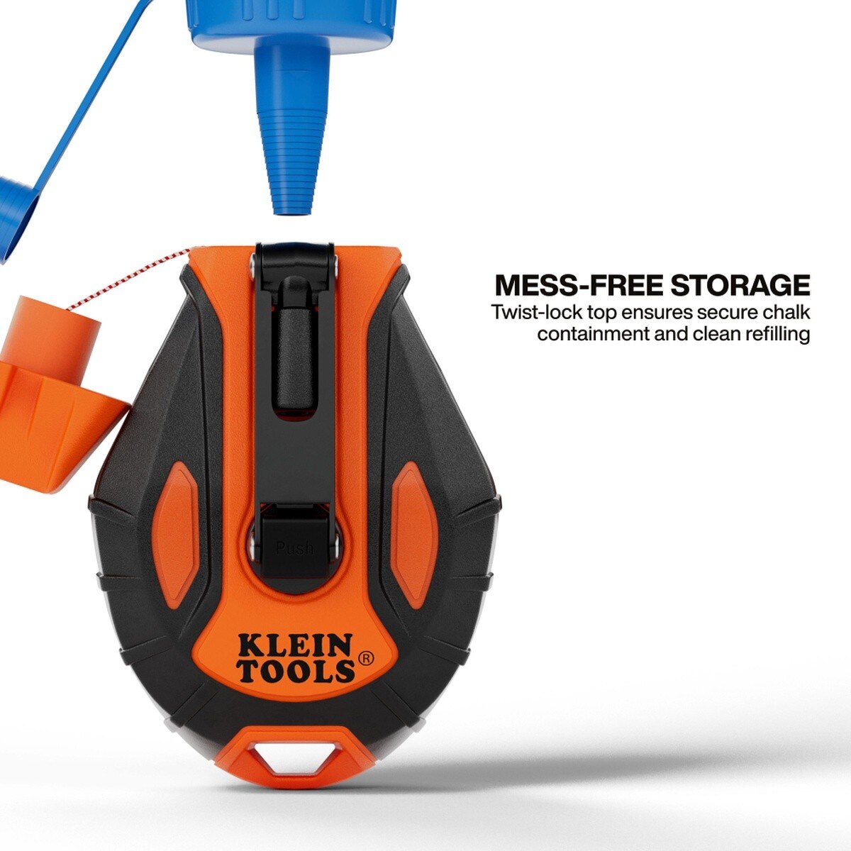 Klein Tools CHLK100S 100-Foot Smooth Retractable Chalk Reel with Blue Chalk Refill (4 oz) - 5