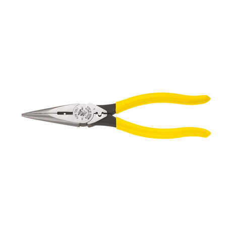 Klein Tools D203-8NCR Pliers, Long Nose Side Cutters, Strip/Crimp 8"