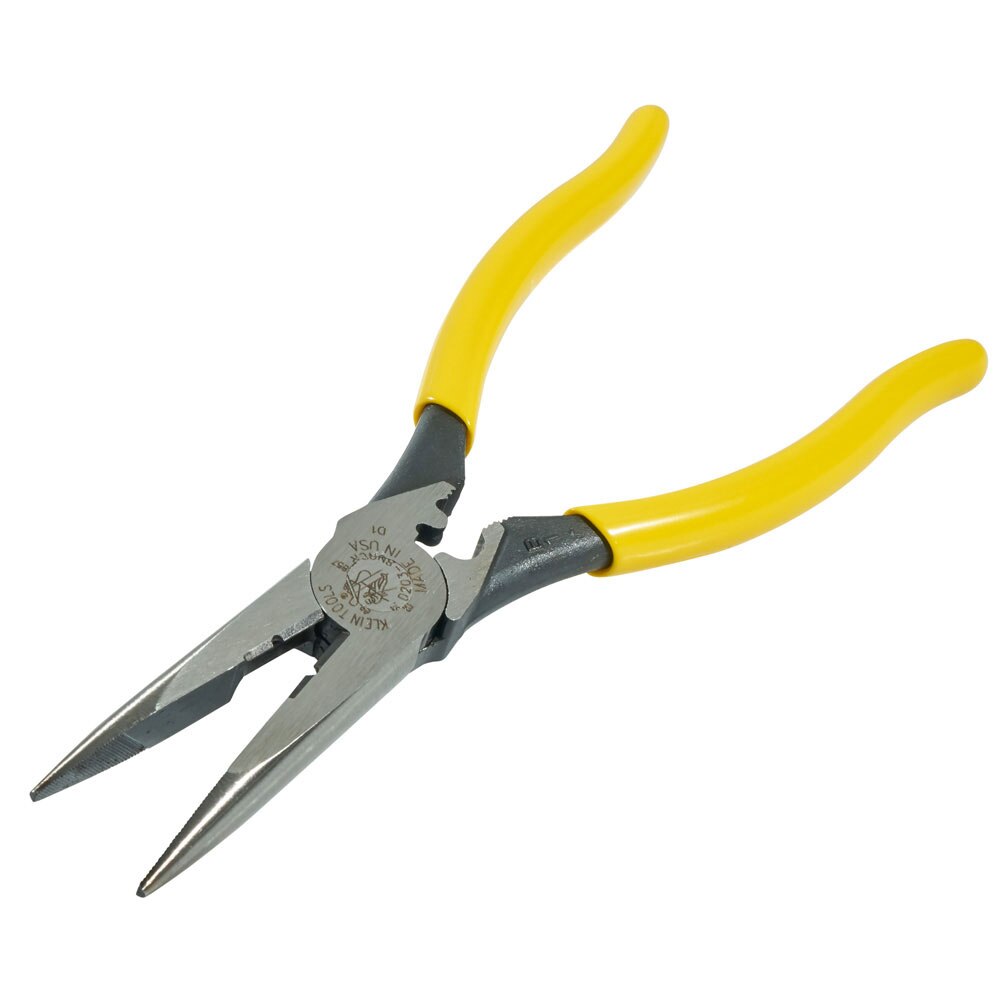 Klein Tools D203-8NCR Pliers, Long Nose Side Cutters, Strip/Crimp 8" - 2