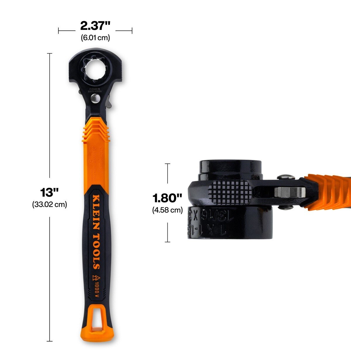 Klein Tools KT171HFINS 5-in-1 Insulated Lineman Wrench with Dual Hammer Face 13" - 3